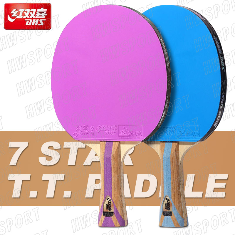 Table Tennis Bat Butterfly - Dhs-テーブルテニスラケット、7つのスターッピングポンパドル、ハリケーン9のforeハンドゴム、ハリケーン3、6色、7色