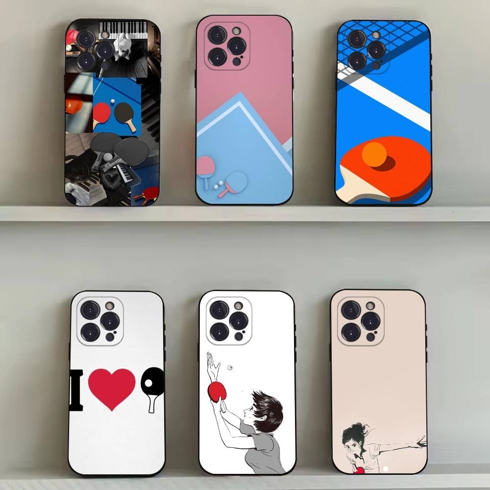 Table Tennis Quotes - 卓球ラケット ピンポン iPhoneケース iPhone 16,15,14,13,12,11,Pro,Max,Plus,X,XS,SE4,E,Mini対応 ソフトブラックケース