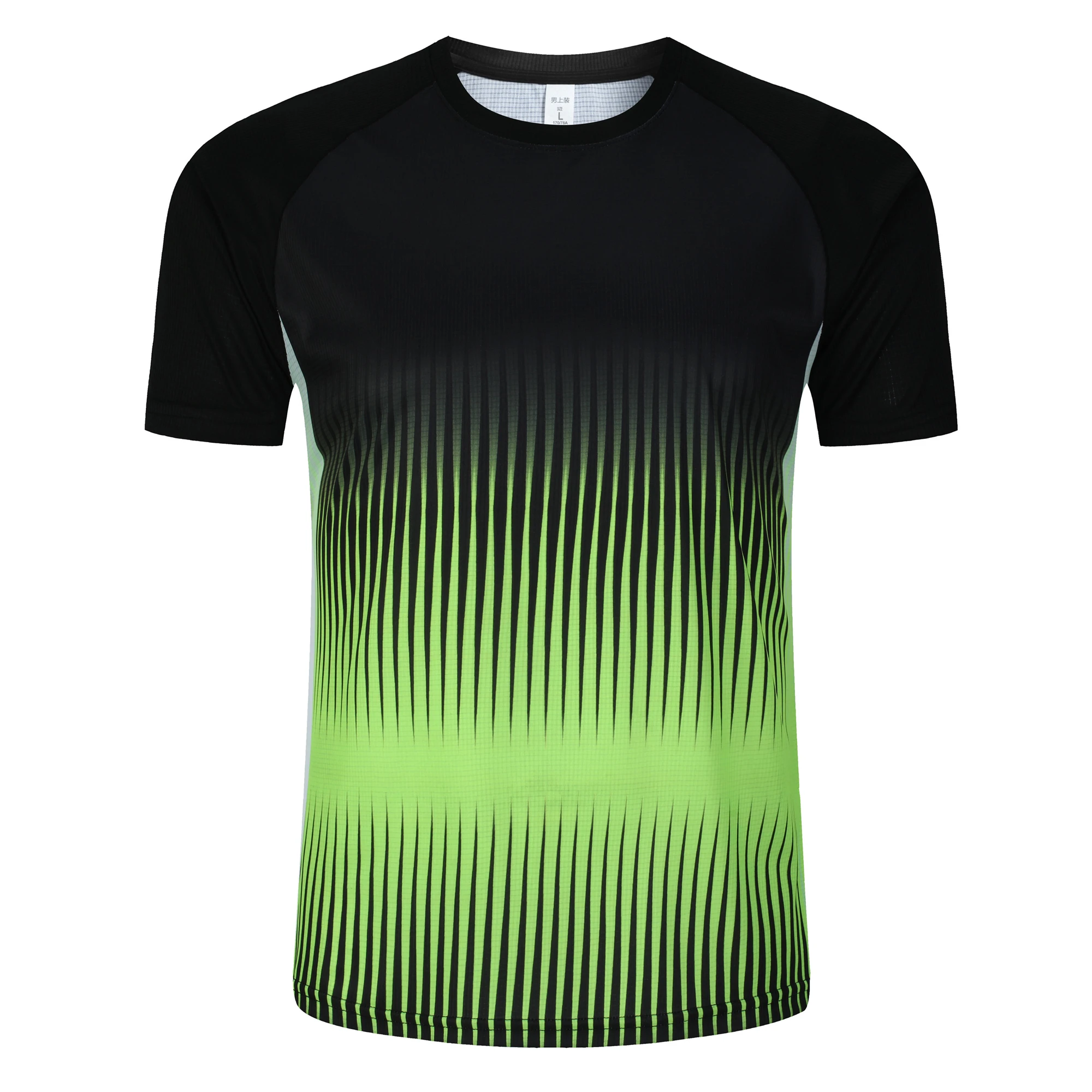 Table Tennis Training China - ファッショングラデーションストライププリント Tシャツ男性用バドミントン卓球トレーニング紳士服夏トップスカジュアルスポーツ Tシャツ