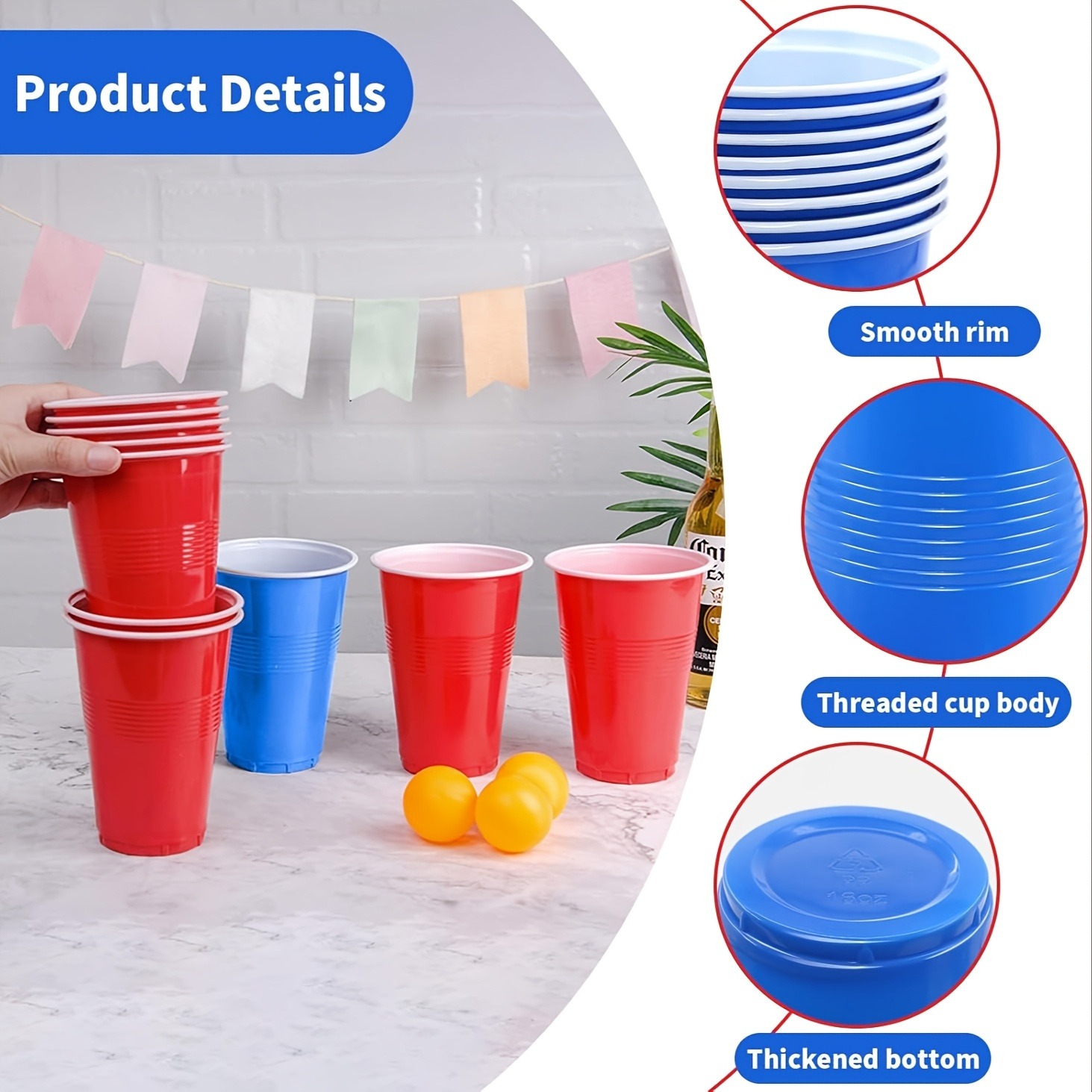 ビールポンゲームセット＆パーティーカップ、ピンポンボール付き - Table Tennis Olympics のレビューと価格