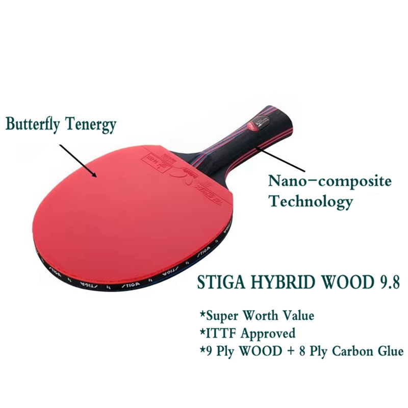 STIGA-ハイブリッドウッド 9.8 卓球ラケット ブラン - Table Tennis Hybrid Rubbers のレビューと価格